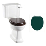Toalettstol Burlington förhöjd med smal cistern 44 cm med soft close-sits och spolvred, sits matt grön