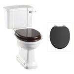 Toalettstol Burlington förhöjd med smal cistern 44 cm med soft close-sits och spolvred, sits matt svart
