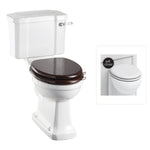 Toalettstol Burlington förhöjd med smal cistern 44 cm med soft close-sits och spolvred, sits matt vit
