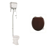 Toalettstol Burlington högspolande kromad metallcistern med soft close-sits och spolrörskit, sits blank mahogny