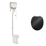Toalettstol Burlington högspolande kromad metallcistern med soft close-sits och spolrörskit, sits blank svart