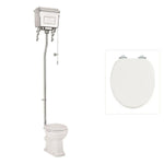 Toalettstol Burlington högspolande kromad metallcistern med soft close-sits och spolrörskit, sits blank vit