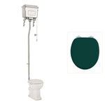 Toalettstol Burlington högspolande kromad metallcistern med soft close-sits och spolrörskit, sits matt grön