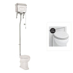 Toalettstol Burlington högspolande kromad metallcistern med soft close-sits och spolrörskit, sits matt vit
