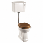 Toalettstol Burlington lågspolande förhöjd med smal cistern 44 cm med soft close-sits och spolknapp