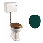 Toalettstol Burlington lågspolande förhöjd med smal cistern 44 cm med soft close-sits och spolknapp, sits matt grön