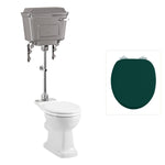 Toalettstol Burlington mellanhög med aluminiumcistern, soft close-sits och kromad spolknapp, sits matt grön