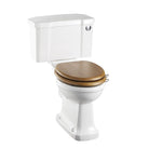 Toalettstol Burlington rimless med soft close-sits smal cistern 44 cm och spolknapp i krom