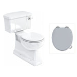 Toalettstol Burlington standard bred cistern 52 cm S-lås med soft close-sits och spolvred i krom, sits grå