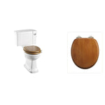 Toalettstol Burlington standard bred cistern 52 cm med soft close-sits och spolknapp i krom, sits ek