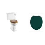 Toalettstol Burlington standard bred cistern 52 cm med soft close-sits och spolknapp i krom, sits matt grön
