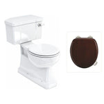 Toalettstol Burlington standard smal cistern 44 cm S-lås med soft close-sits och spolvred i krom, sits blank mahogny