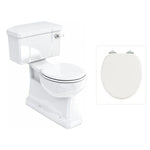 Toalettstol Burlington standard smal cistern 44 cm S-lås med soft close-sits och spolvred i krom, sits blank vit