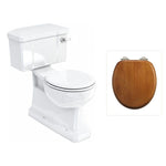 Toalettstol Burlington standard smal cistern 44 cm S-lås med soft close-sits och spolvred i krom, sits ek