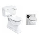 Toalettstol Burlington standard smal cistern 44 cm S-lås med soft close-sits och spolvred i krom, sits matt vit
