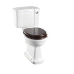 Toalettstol Burlington standard smal cistern 44 cm med soft close-sits och spolknapp i krom