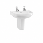 Tvättställ Burlington Riviera D-format 58 cm 2-håls med halvpiedestal