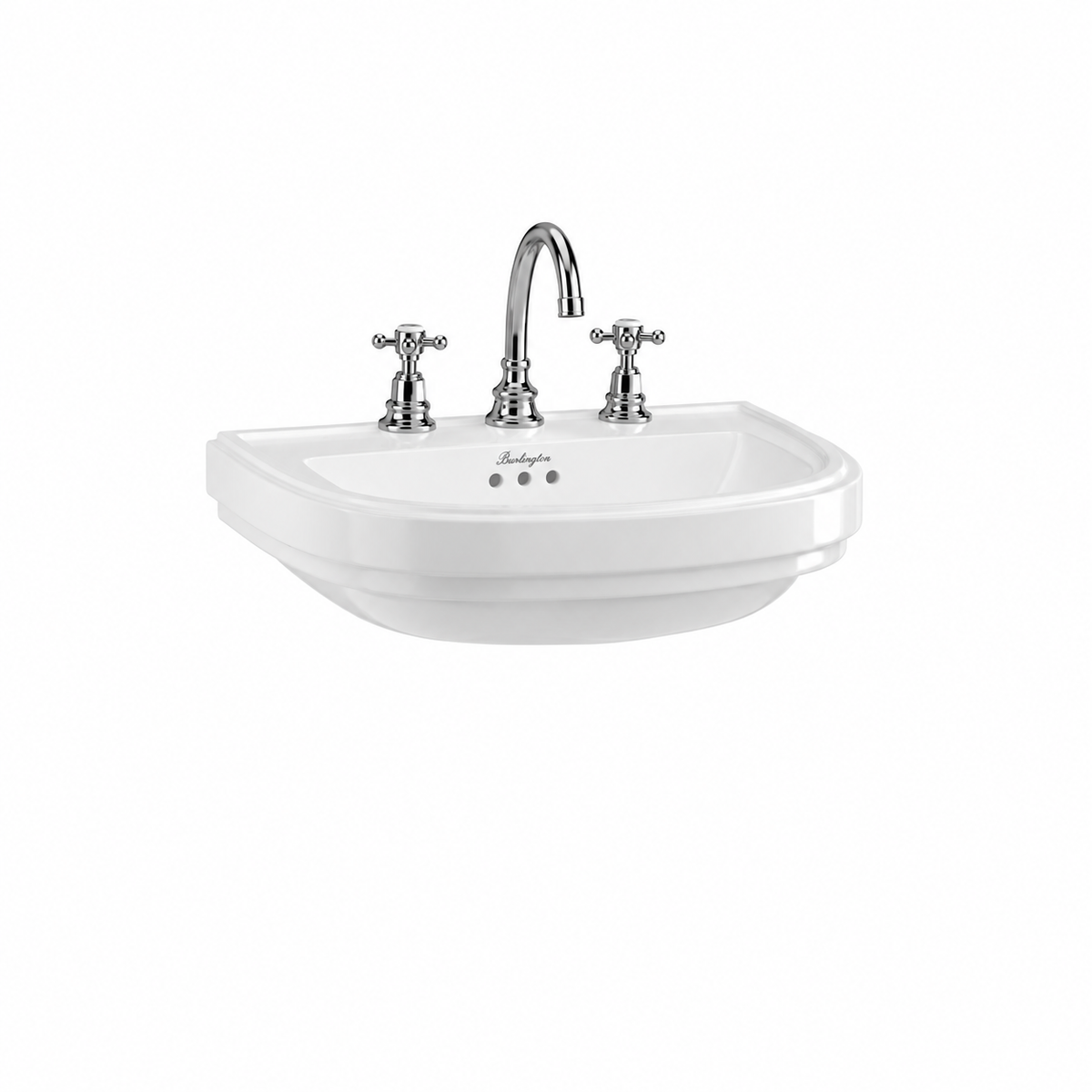 Tvättställ Burlington Riviera D-format 58 cm 3-håls
