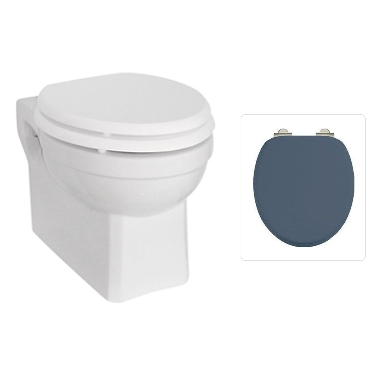 Vägghängd Toalettstol Burlington med soft close-sits, sits blå