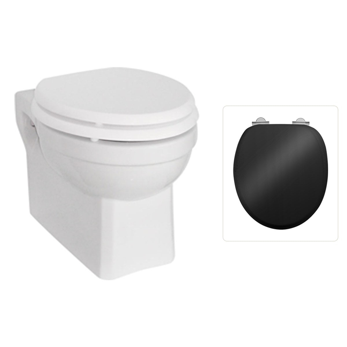 Vägghängd Toalettstol Burlington med soft close-sits, sits blank svart