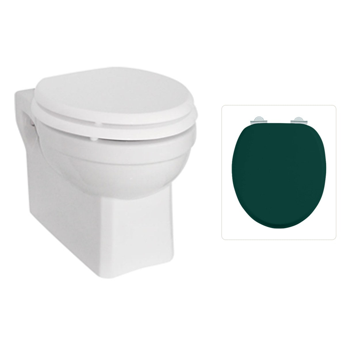Vägghängd Toalettstol Burlington med soft close-sits, sits matt grön