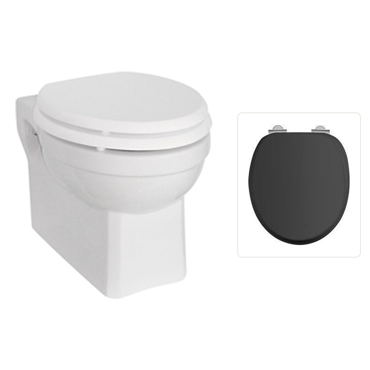 Vägghängd Toalettstol Burlington med soft close-sits, sits matt svart