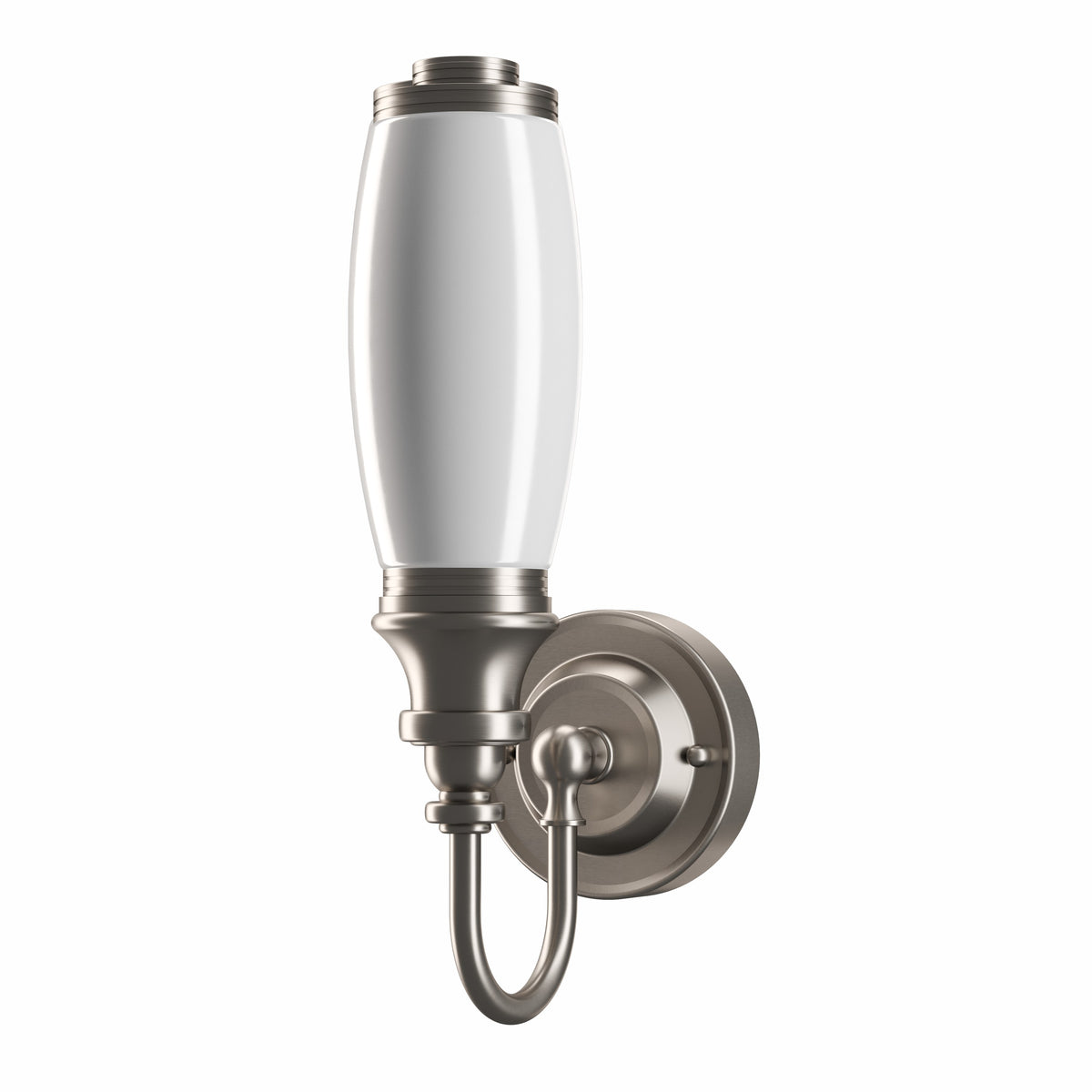 Vägglampa Burlington med frostad cylindrisk glaskupa och dekorativ bas Borstad nickel