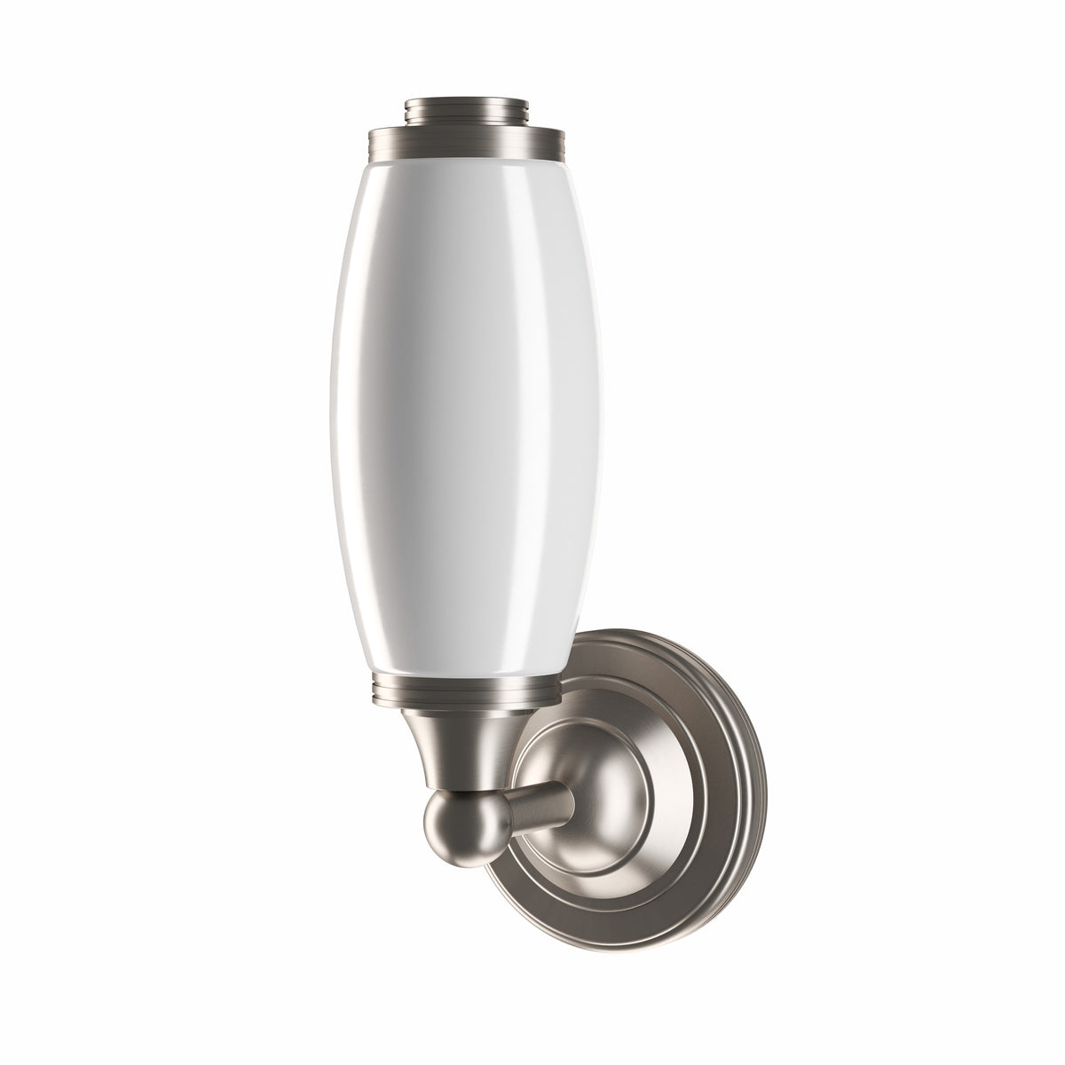 Vägglampa Burlington med frostad cylindrisk glaskupa och rund bas Borstad nickel