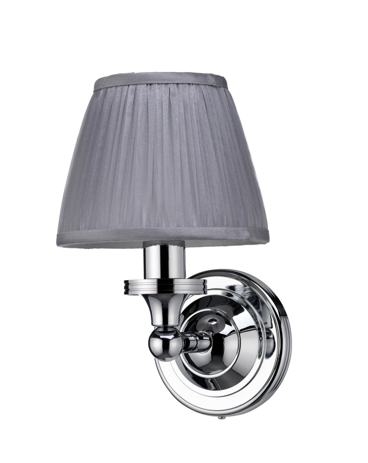 Vägglampa Burlington med plisserad lampskärm och rund bas Krom