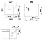Måttritning Blanco Subline 350/150-U Keramik