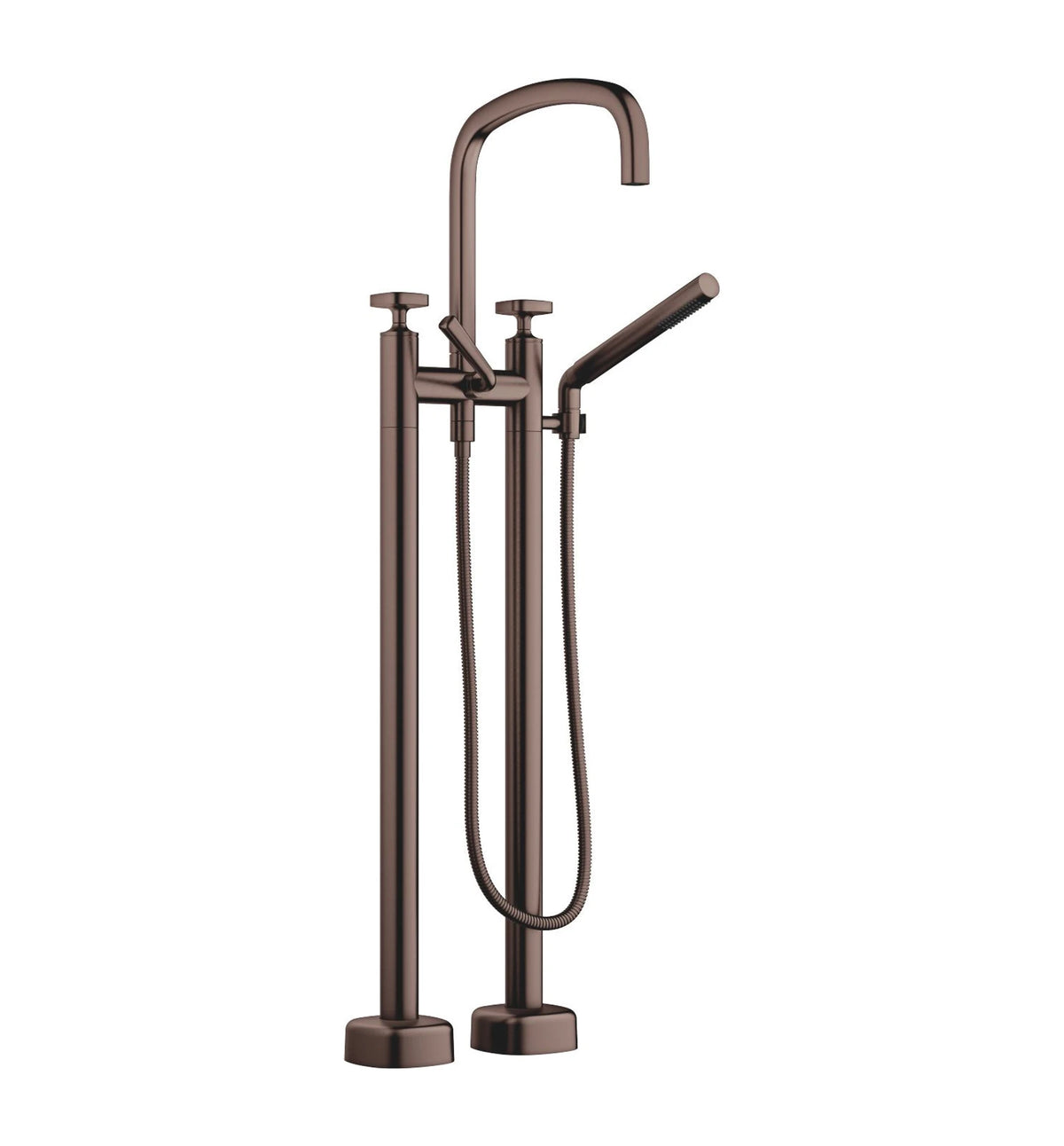 Dornbracht COYA fristående badkarsblandare tvåhål med kvadratiskt grepp Borstad Dark Bronze