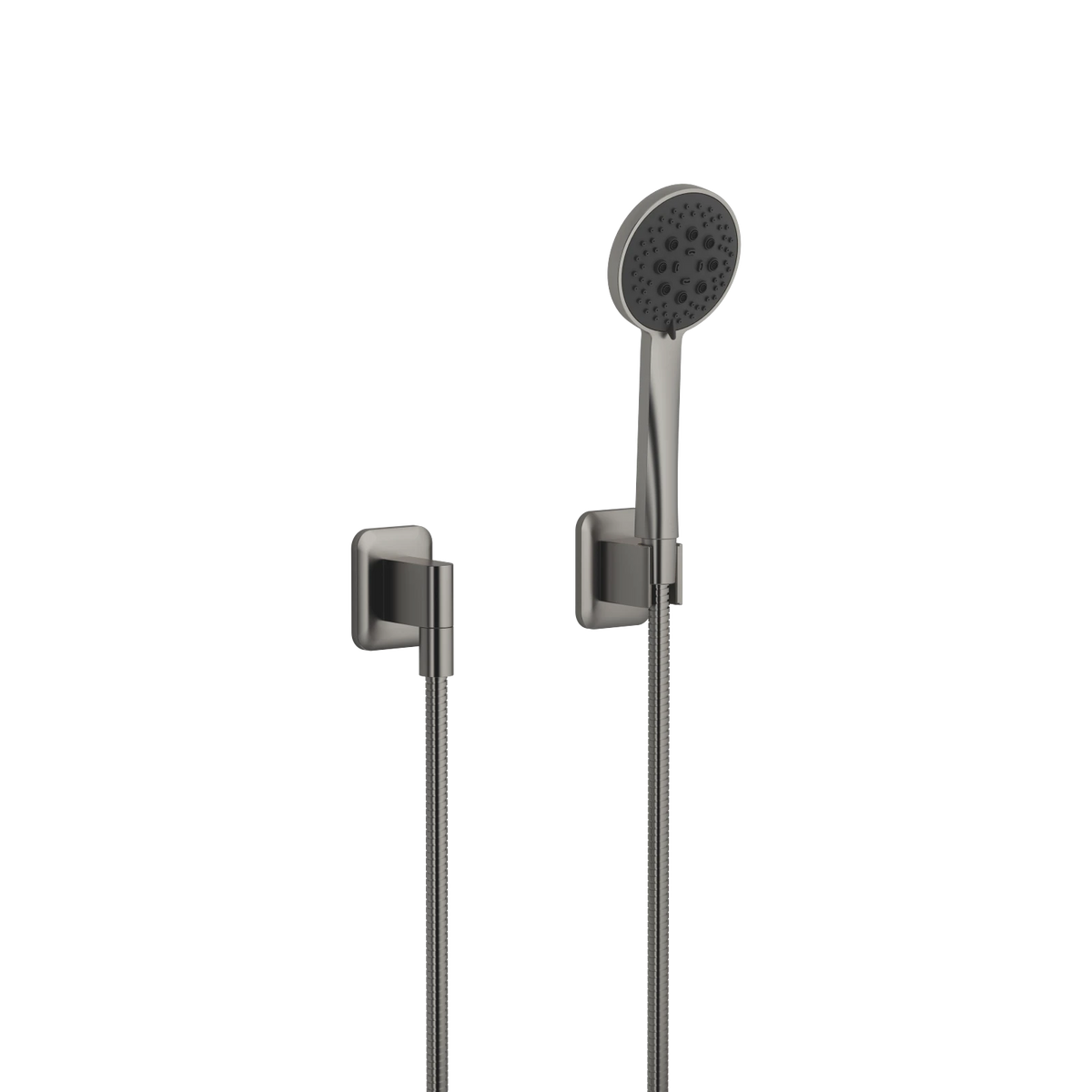 Handduschset Dornbracht LISSÉ med enstaka täckbrickor Borstad Dark Platinum, handdusch med väggmonterade rosetter