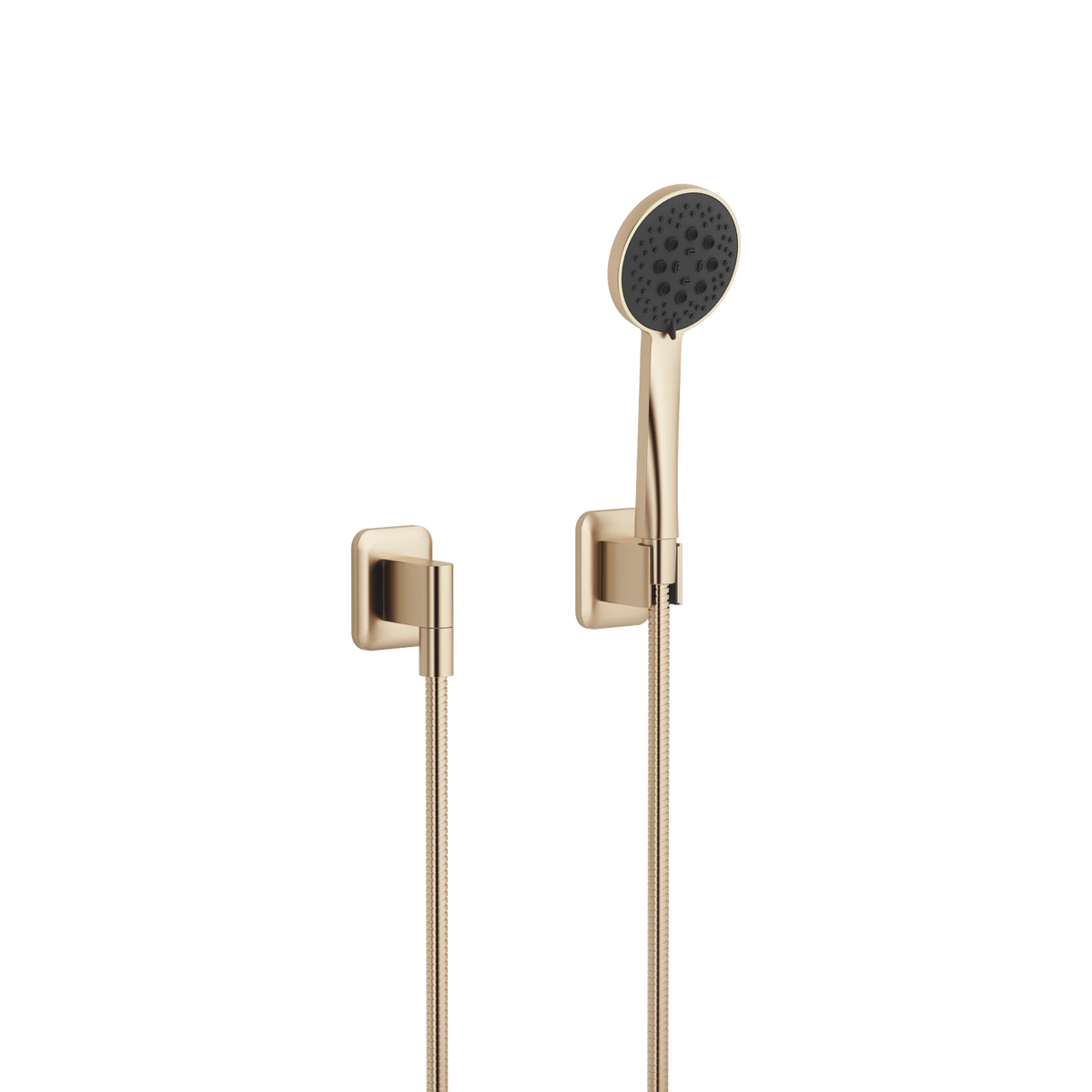 Handduschset Dornbracht LISSÉ med enstaka täckbrickor Borstad Light Gold, handdusch med väggmonterade rosetter