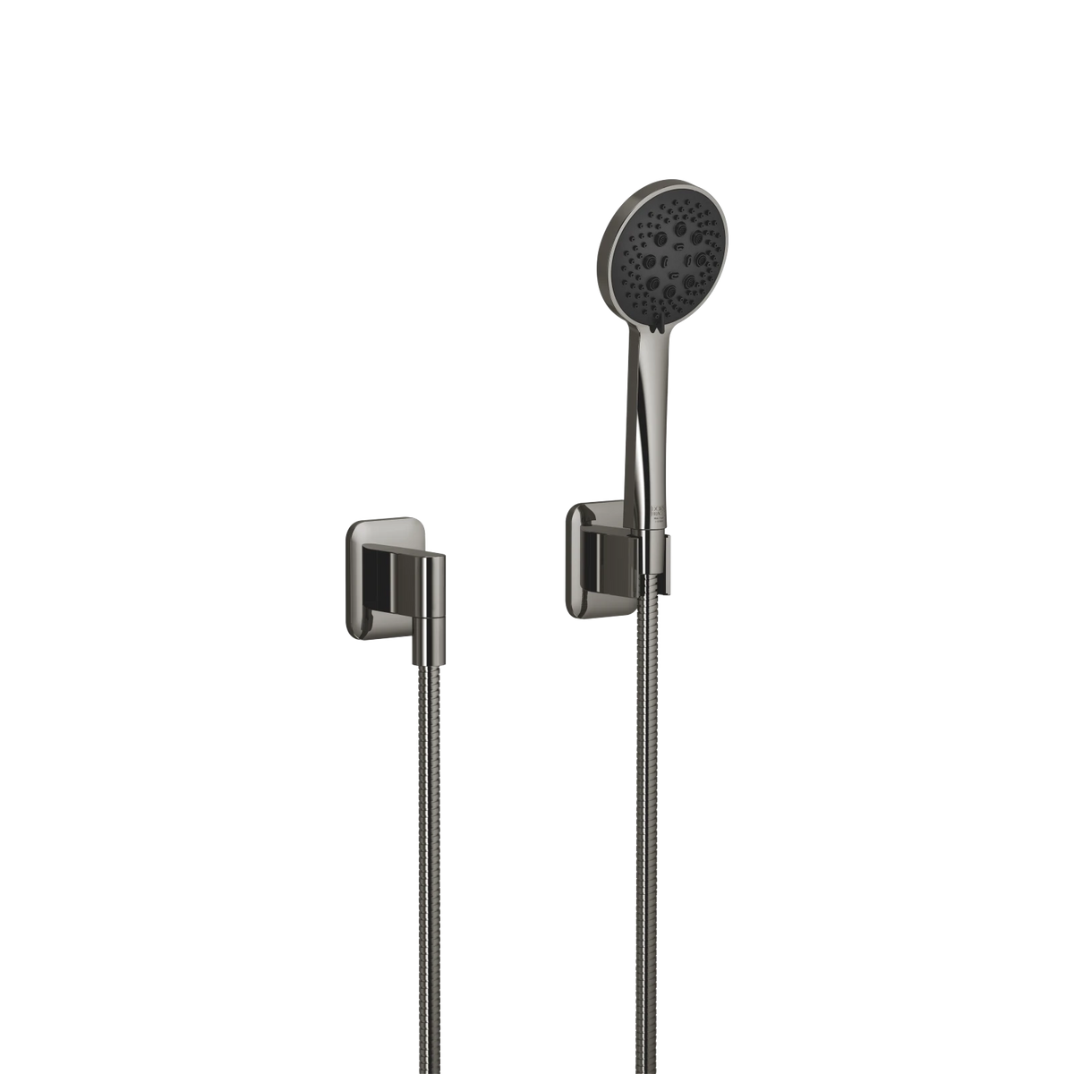 Handduschset Dornbracht LISSÉ med enstaka täckbrickor Dark Chrome, handdusch med väggmonterade rosetter