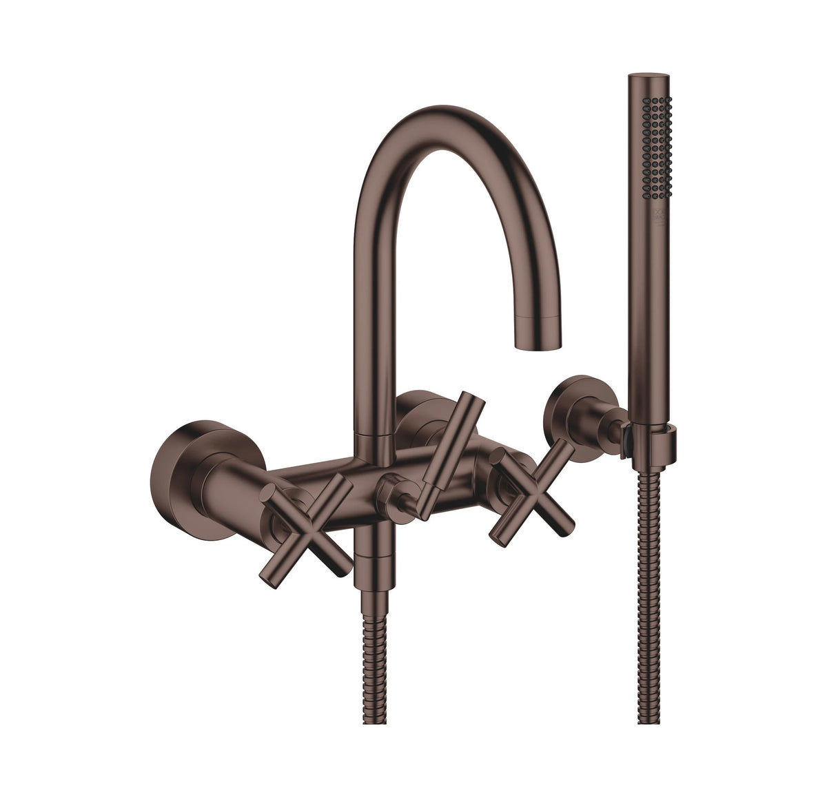 Dornbracht TARA väggmonterad kryssgrepp Borstad Dark Bronze badkarsblandare