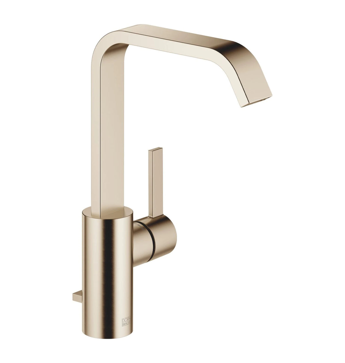 Tvättställsblandare Dornbracht IMO med hög pip och lyftventil Borstad Light Gold