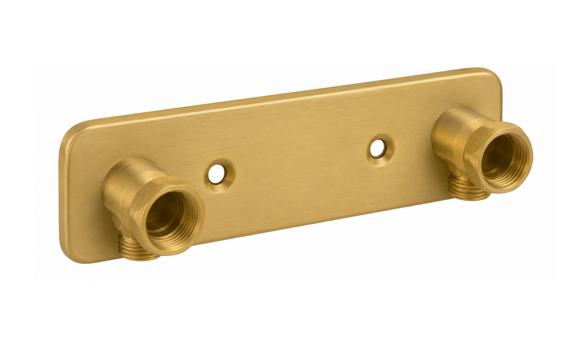 Blandarfäste Duschbyggarna c/c 160 mm för utanpåliggande rördragning, Brushed Gold