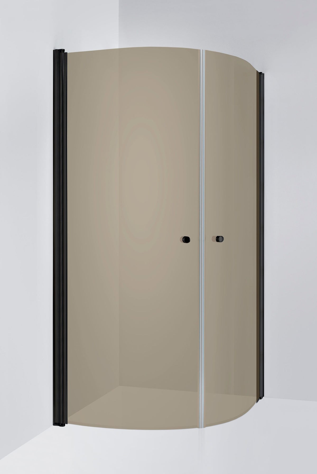 Duschhörna Duschbyggarna Corny de Luxe, 900x900 mm, Svart matt, Bruntonat