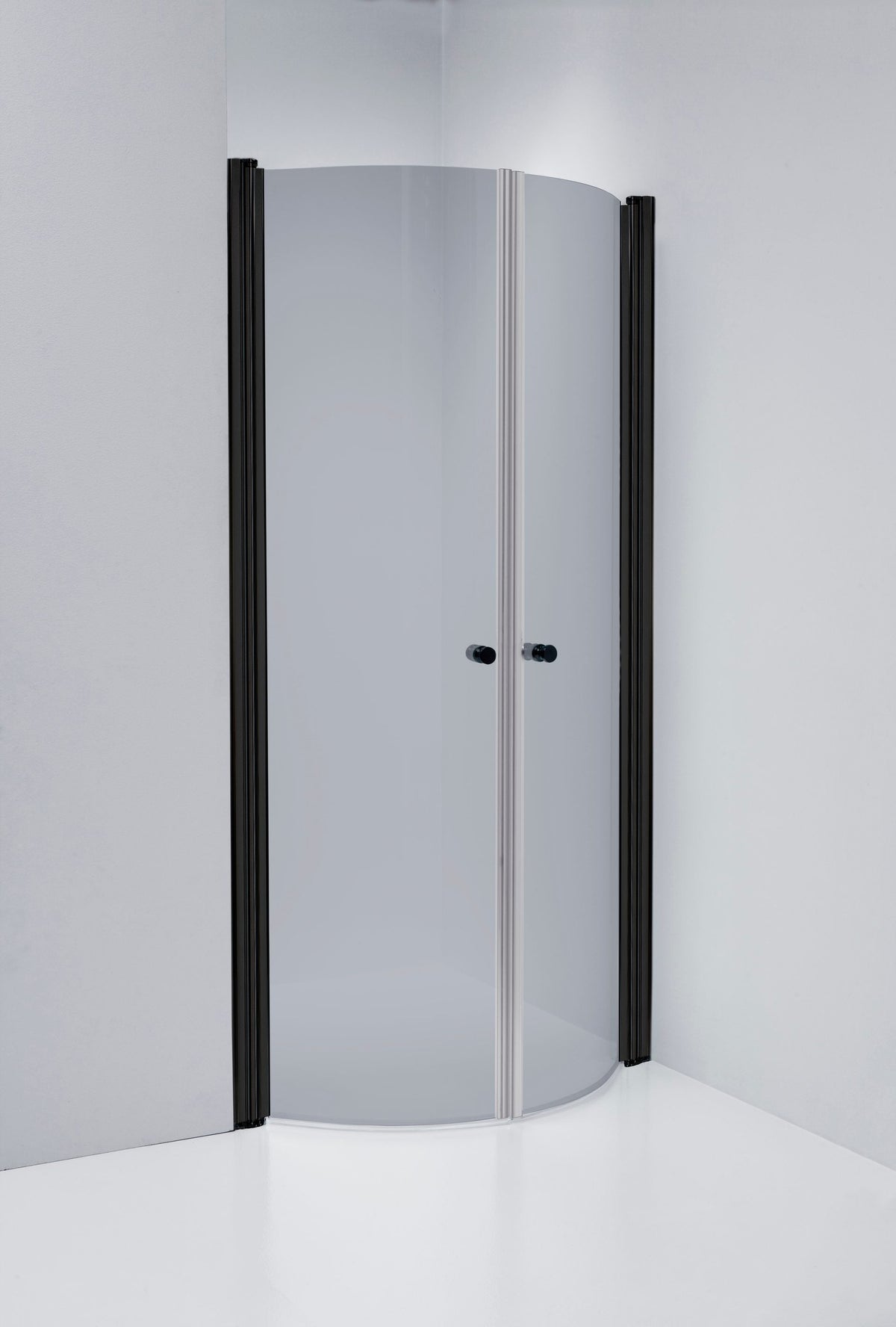 Duschdörrar Duschbyggarna Corny de Luxe Nisch, 1260-1320 mm, Svart matt, Gråtonat