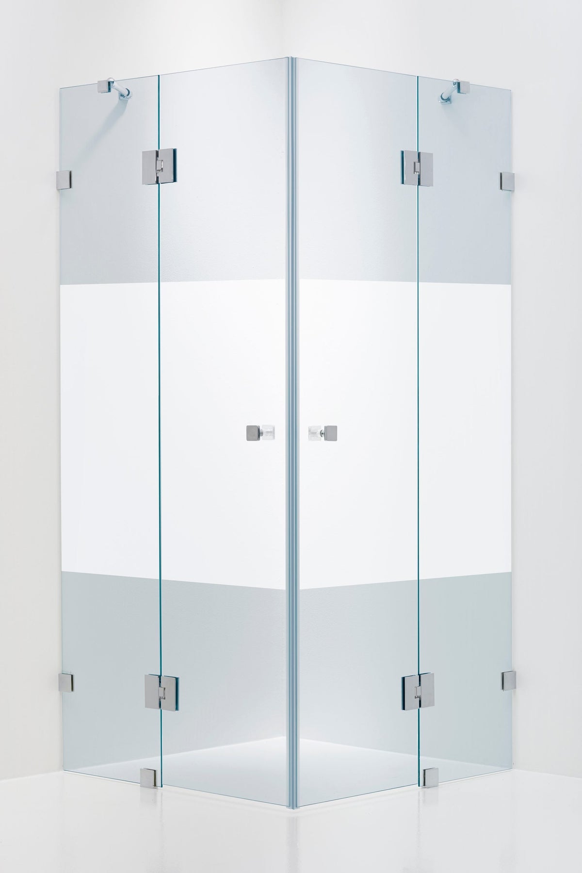 Duschhörna Duschbyggarna Design Modell 700 måttbeställd, Krom, Stripe, 8 mm