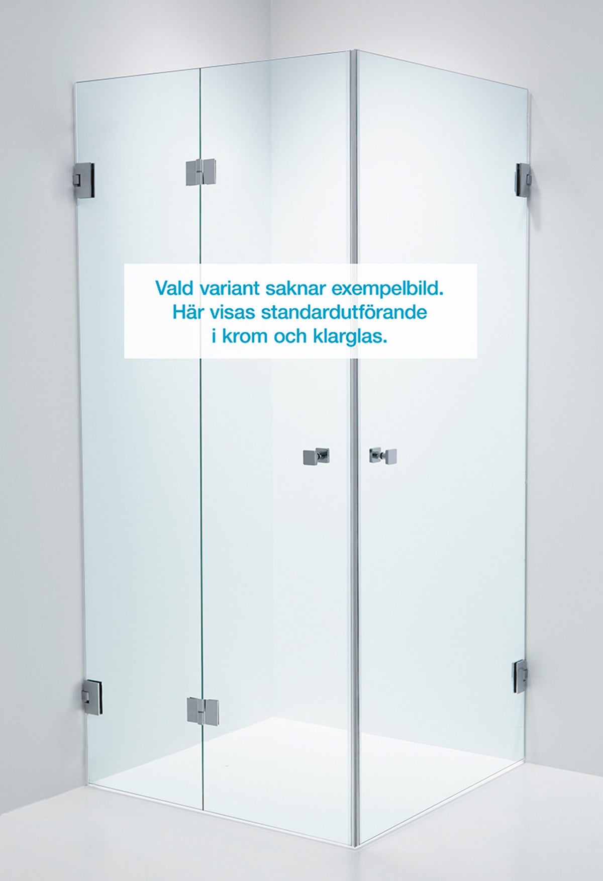 Duschhörna Duschbyggarna Design Plus Kombi måttbeställd, Vänsterhängd, Krom, Isglas Grått 6 mm