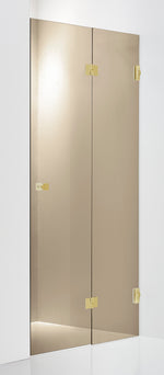 Duschdörr Duschbyggarna Design Plus Vikdörr måttbeställd, Högerhängd, Guld, Bruntonat 8 mm