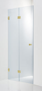 Duschdörr Duschbyggarna Design Plus Vikdörr måttbeställd, Vänsterhängd, Brushed Gold, Klarglas 8 mm