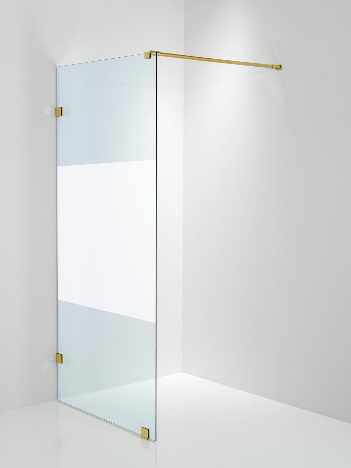Duschvägg Duschbyggarna Design Skärmvägg, 690x1913 mm, Brushed Gold, Stripe 6 mm