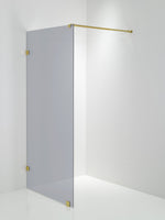 Duschvägg Duschbyggarna Design Skärmvägg, 690x1913 mm, Obehandlad polerad mässing, Gråtonat 6 mm