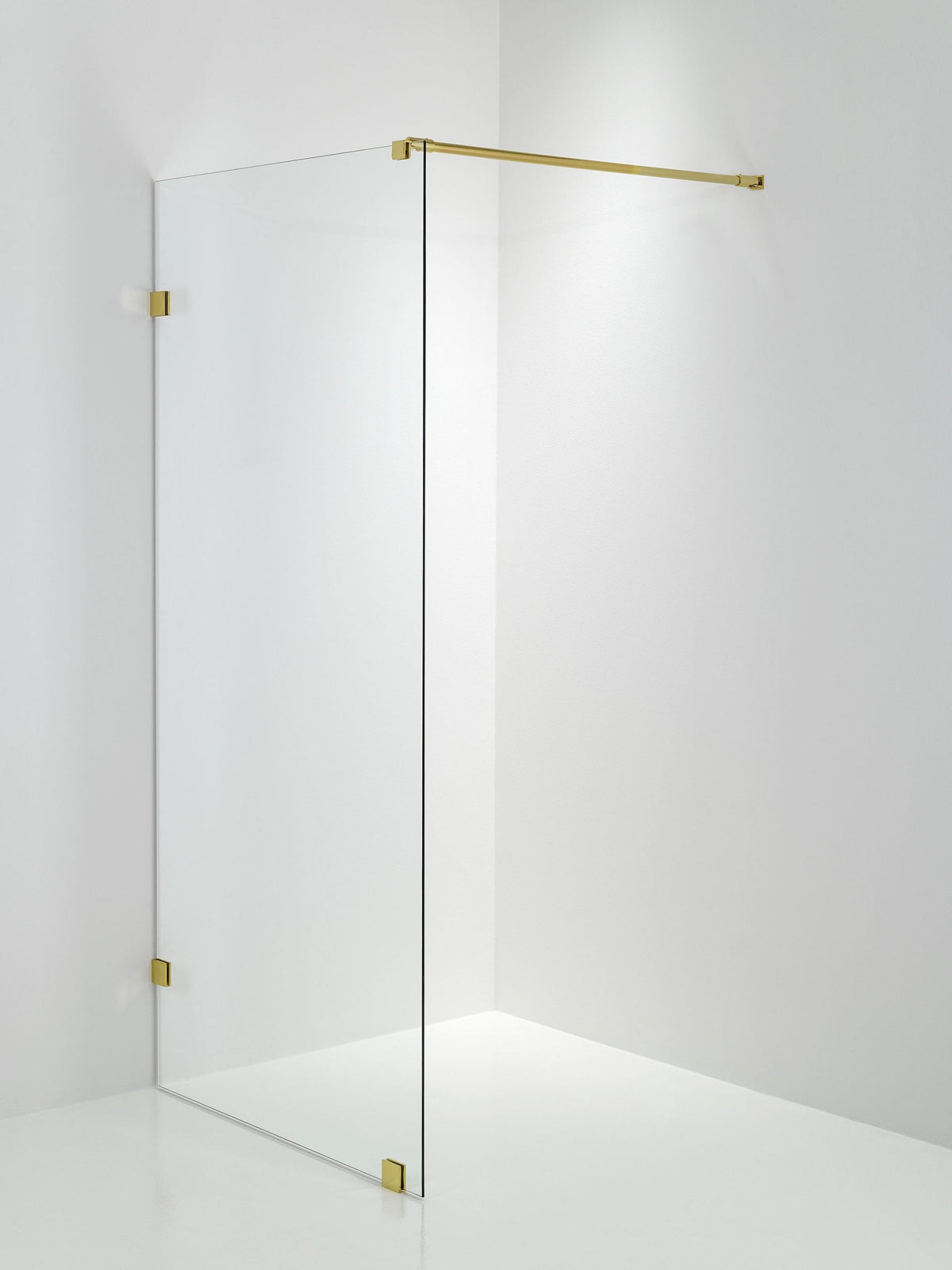Duschvägg Duschbyggarna Design Skärmvägg, 690x1913 mm, Obehandlad polerad mässing, Klarglas 6 mm