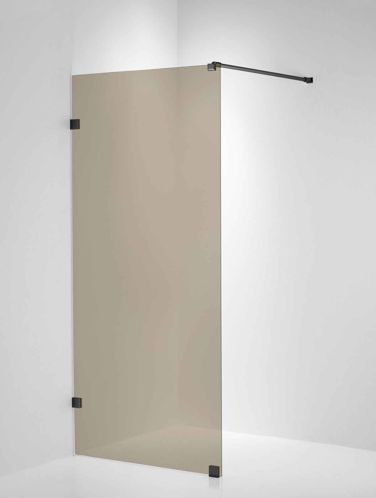 Duschvägg Duschbyggarna Design Skärmvägg, 690x1913 mm, Svartkrom, Bruntonat 8 mm