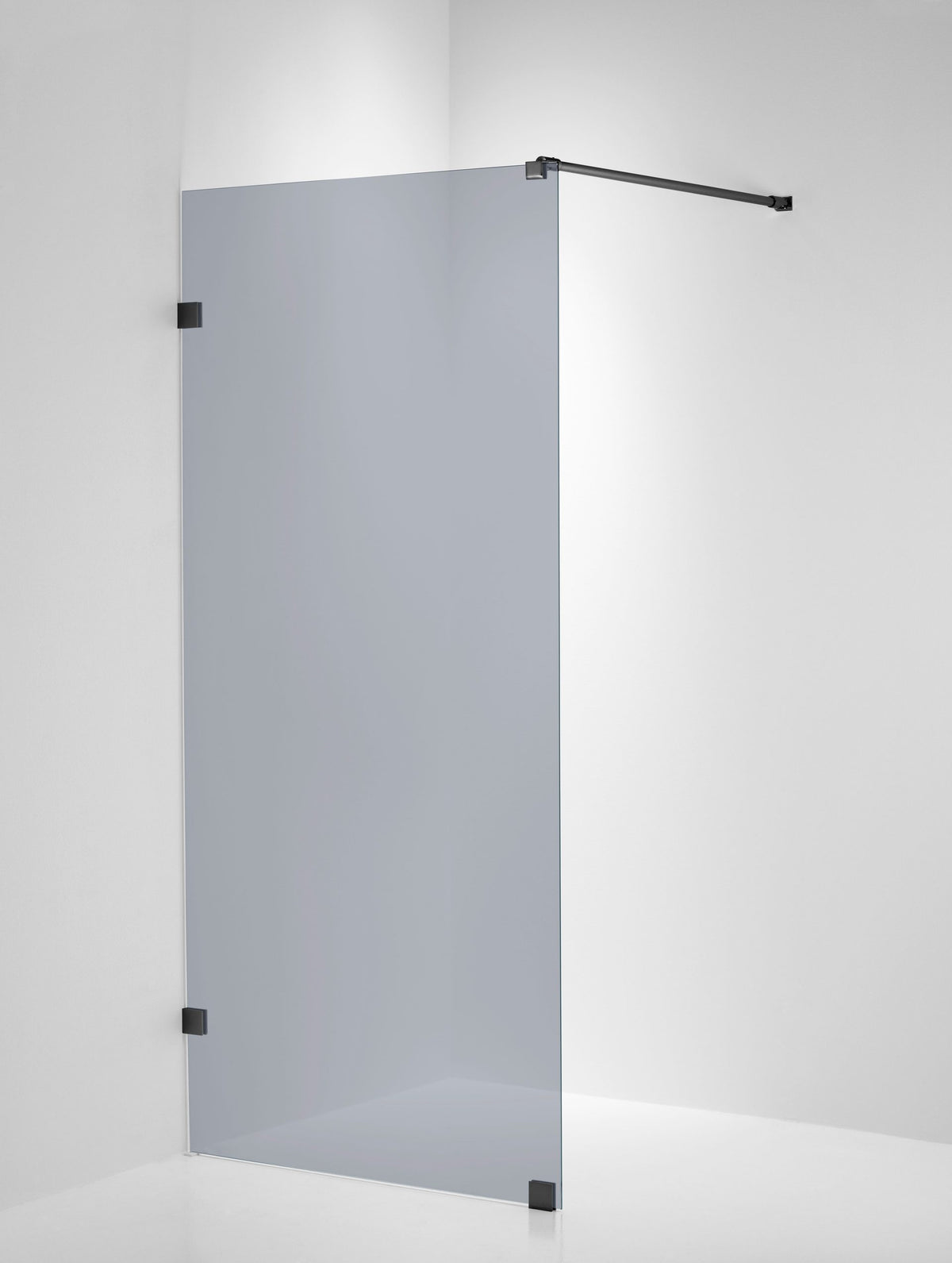 Duschvägg Duschbyggarna Design Skärmvägg, 690x1913 mm, Svartkrom, Gråtonat 6 mm