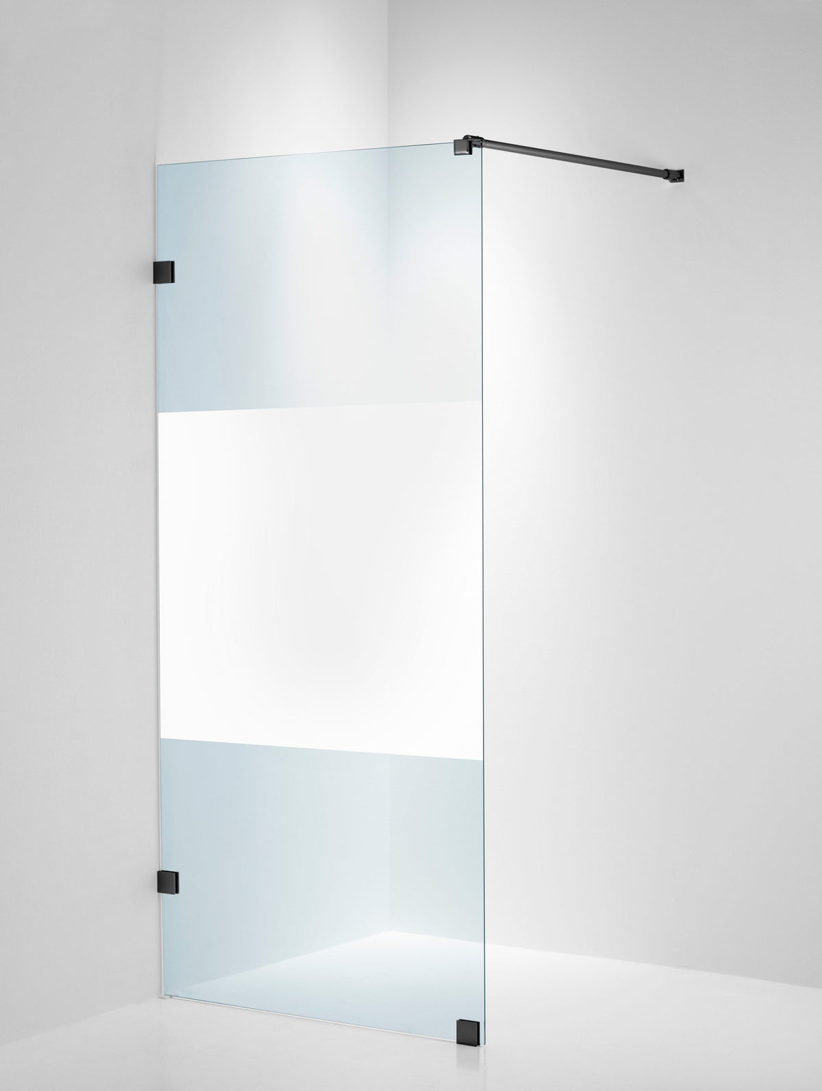 Duschvägg Duschbyggarna Design Skärmvägg, 690x1913 mm, Svartkrom, Stripe 6 mm