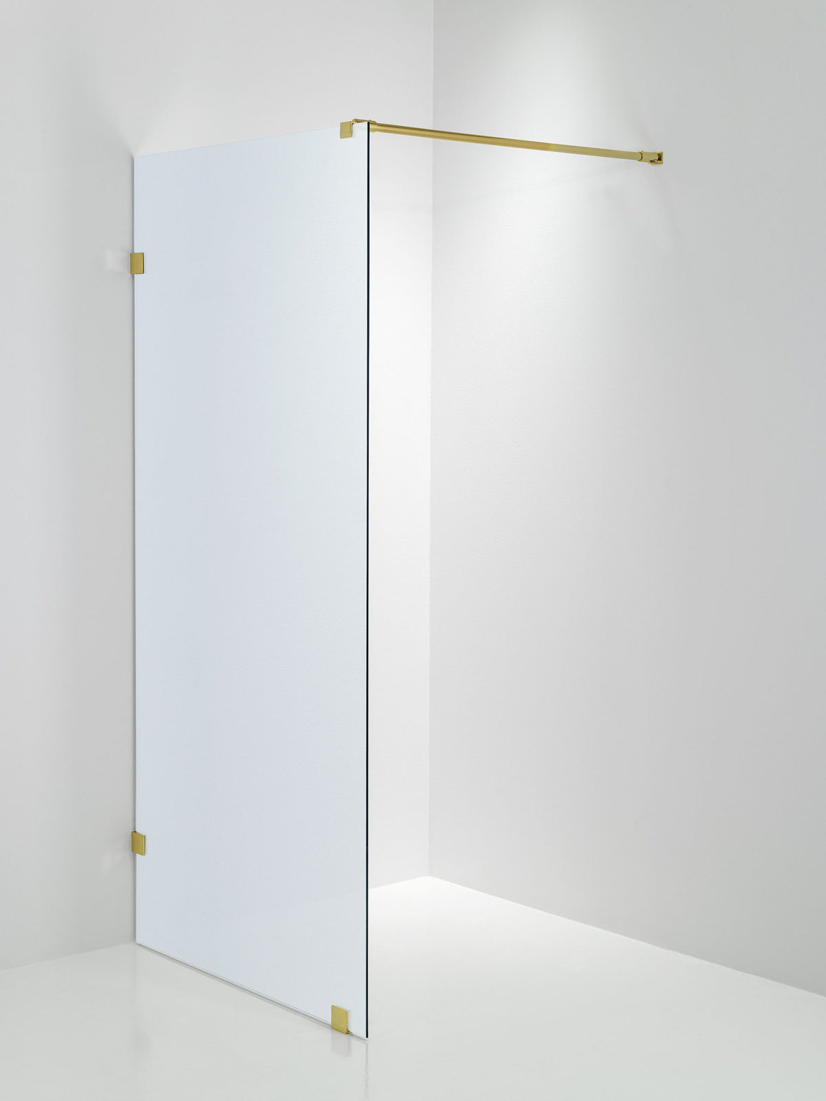 Duschvägg Duschbyggarna Design Skärmvägg, 890x1913 mm, Obehandlad polerad mässing, Isglas 6 mm